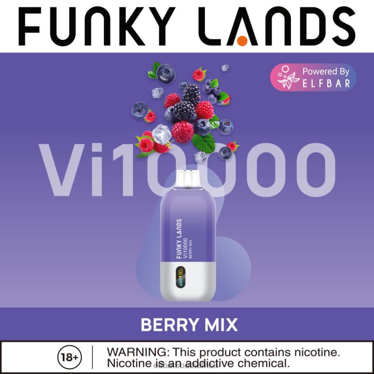 B8D2Z163 ELFBAR Funky Lands Disposable Vape Vi10000 Puffs Blueberry Rose Mint