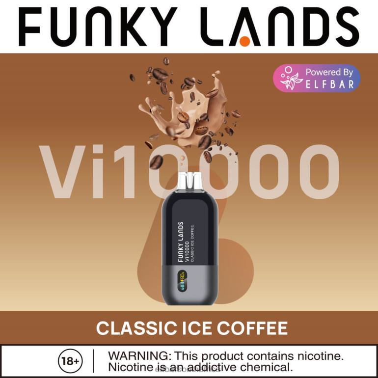 B8D2Z170 ELFBAR Funky Lands Disposable Vape Vi10000 Puffs Classic Ice Coffee