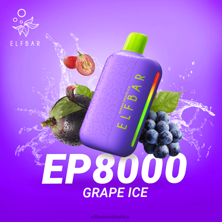 B8D2Z59 ELFBAR Disposable Vape New EP8000 Puffs Grape Ice