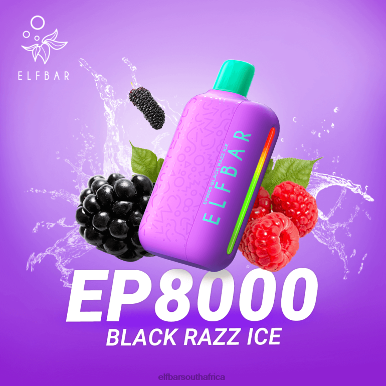B8D2Z70 ELFBAR Disposable Vape New EP8000 Puffs Black Razz Ice