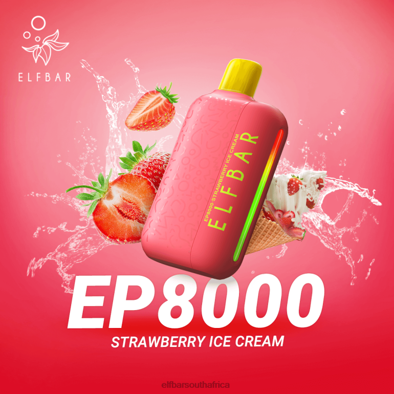 B8D2Z75 ELFBAR Disposable Vape New EP8000 Puffs Strawberry Ice Cream
