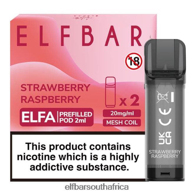 ELFBAR Elfa Pre-Filled Pod - 2ml - 20mg (2 Pack) 402LXZ112 Strawberry Raspberry
