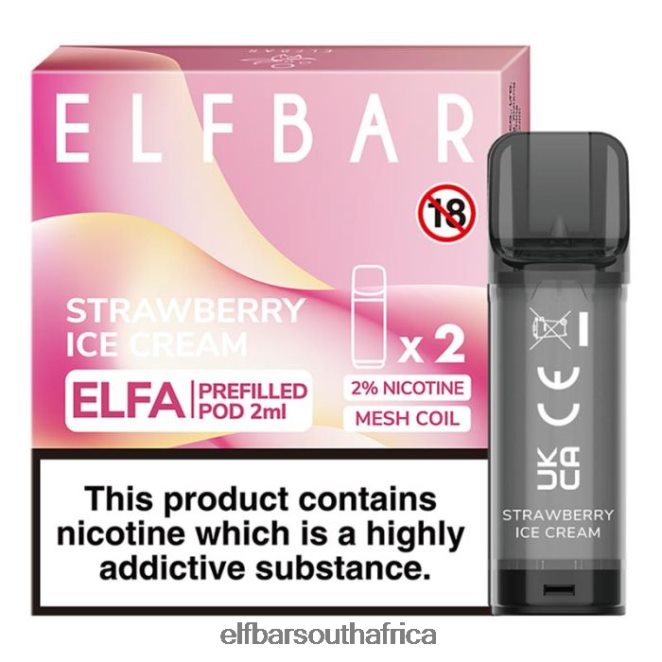 ELFBAR Elfa Pre-Filled Pod - 2ml - 20mg (2 Pack) 402LXZ115 Strawberry Ice Cream