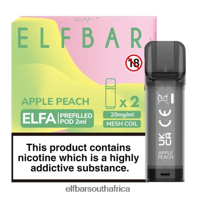 ELFBAR Elfa Pre-Filled Pod - 2ml - 20mg (2 Pack) 402LXZ116 Apple Peach