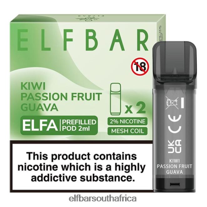 ELFBAR Elfa Pre-Filled Pod - 2ml - 20mg (2 Pack) 402LXZ117 Kiwi Passion Fruit Guava