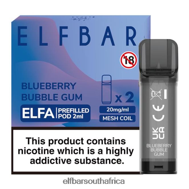 ELFBAR Elfa Pre-Filled Pod - 2ml - 20mg (2 Pack) 402LXZ126 Blueberry Bubble Gum