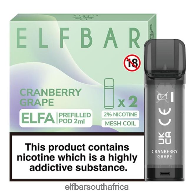 ELFBAR Elfa Pre-Filled Pod - 2ml - 20mg (2 Pack) 402LXZ127 Cranberry Grape